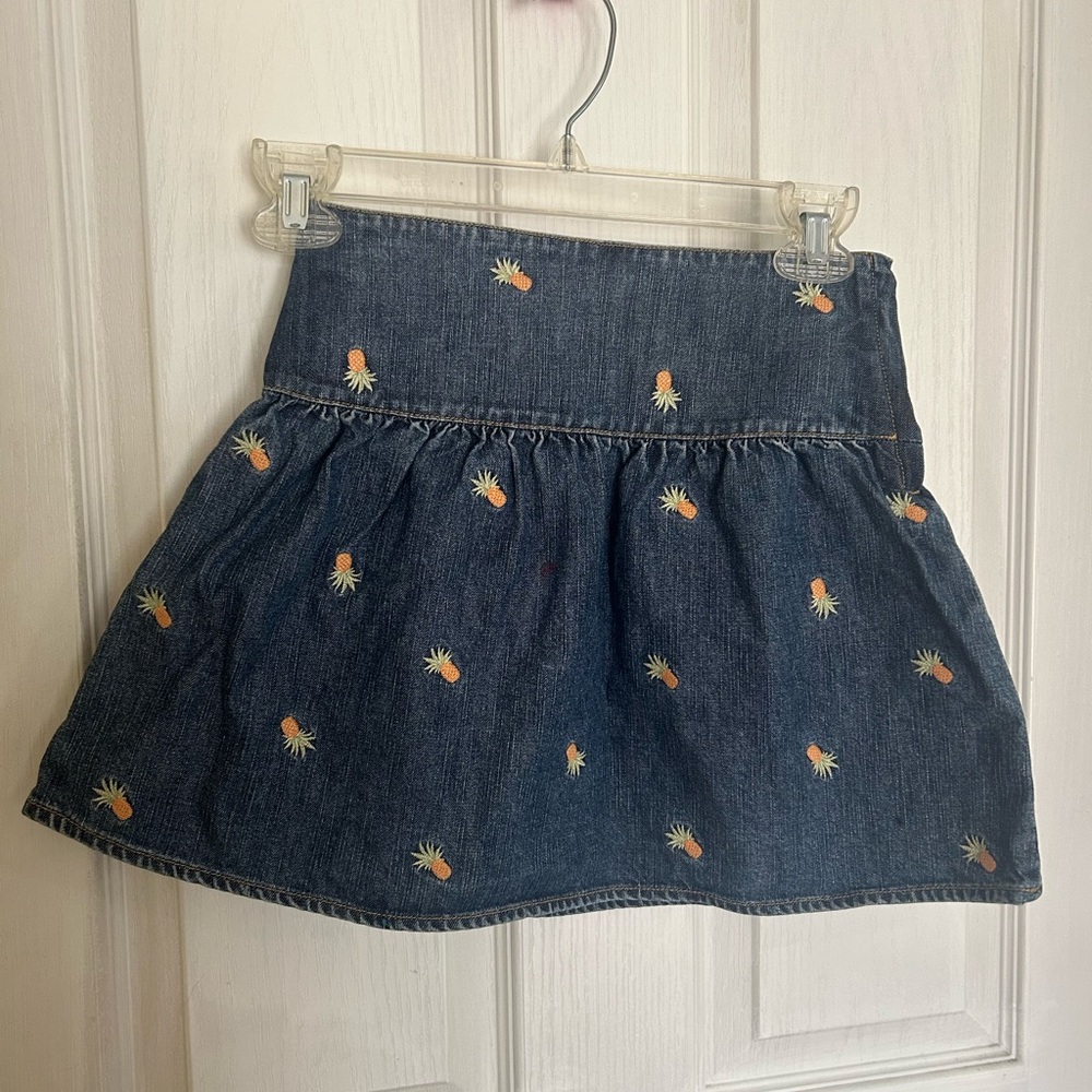 Kids Denim Skirt with Flower Accents